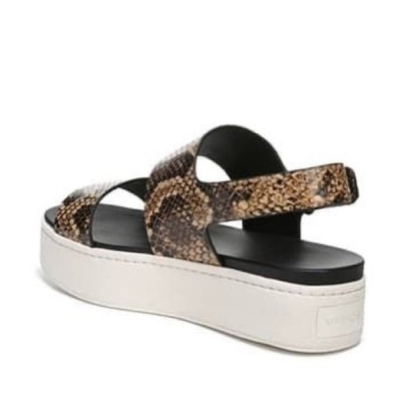 VINCE Animal Print Leather Wedge Sandals - Picture 7 of 14